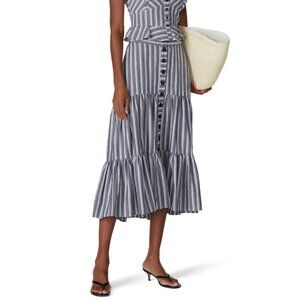 Marissa Webb Blue Stripe Midi Skirt 10